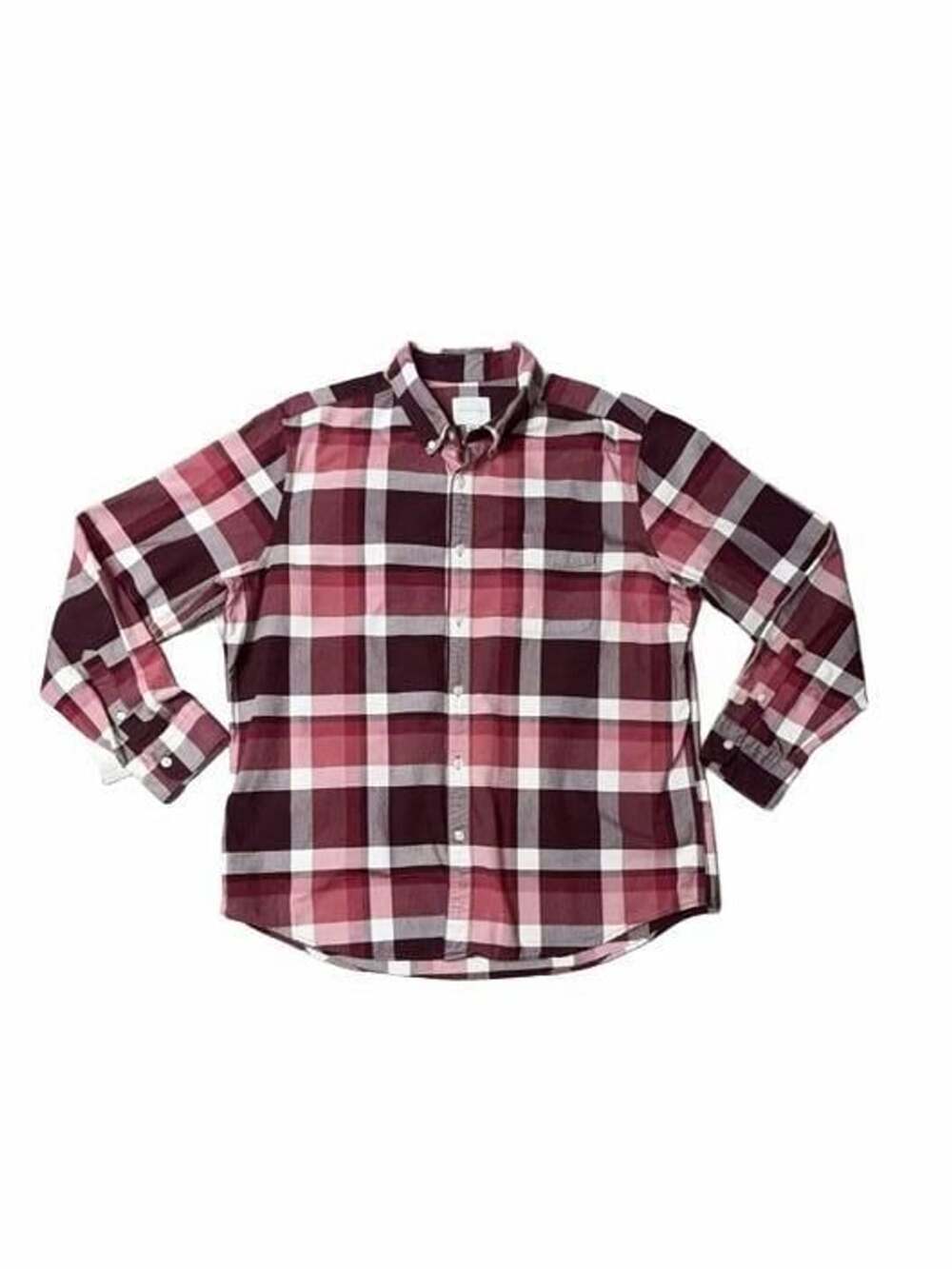 American Eagle Plaid Long Sleeve Button Down Shirt Size XL Red Burgundy